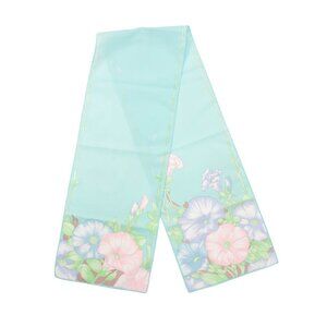Vintage Avon Aqua Floral Silkscreened Scarf Accessories made in Japan